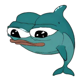 🐬 6c027888 Pepe the Frog ペペ, カエル, イルカ, 悲しい, ネットミーム telegram sticker