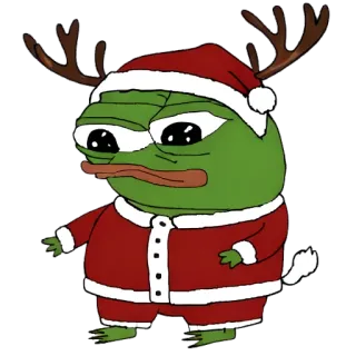 🎅 81d9422e Pepe the Frog クリスマス, ペペ, カエル, サンタ, トナカイ, ミーム telegram sticker