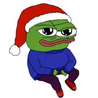 🎅 86b0708b Pepe the Frog カエル, ペペ, クリスマス, サンタ帽, ミーム, 漫画 telegram sticker