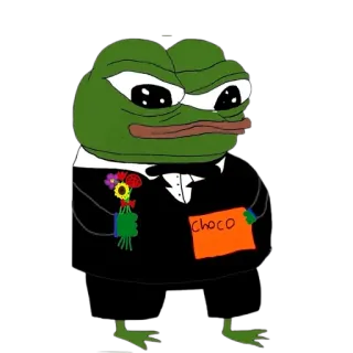 ❤ 8d1ce945 Pepe the Frog Choco ペペ, カエル, 花, タキシード telegram sticker