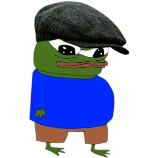🎩 9c196108 Pepe the Frog ペペ, カエル, 悲しい, ミーム, アニメ, ハンチング帽 telegram sticker