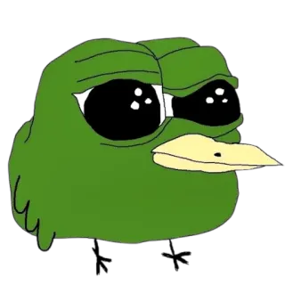 🐤 9c1e0a2a 鳥, ミーム, 悲しい, ペペ, 緑 telegram sticker