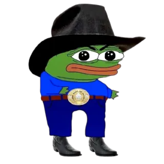 🤠 b08b0c64 Pepe the Frog pepe, カエル, カウボーイ, 帽子, ブーツ telegram sticker