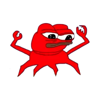 🦀 bad42e55 Pepe ミーム, カエル, インターネット, 漫画, 赤 telegram sticker