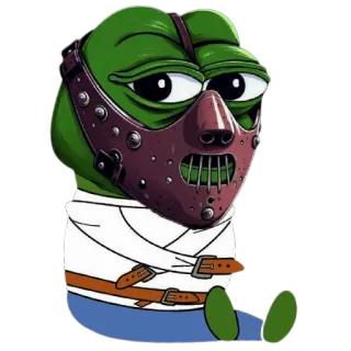 🤪 c782bdc0 Pepe the Frog ミーム, カエル, 拘束衣, マスク, 狂気 telegram sticker