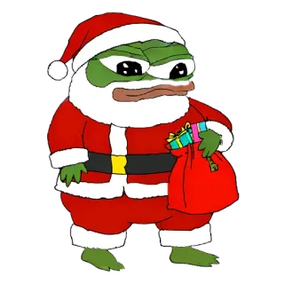 🎅 e93609bf Pepe the Frog pepe, カエル, クリスマス, サンタ, プレゼント telegram sticker