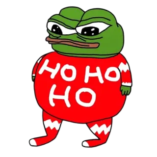 🎅 f43d1dcd Pepe the Frog HO HO HO ペペ, カエル, クリスマス, ホリデー, ホーホーホー, ミーム telegram sticker