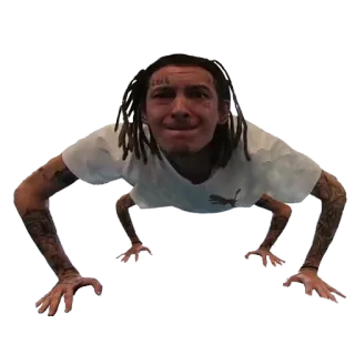 🕷 59862e83 mann, person, liegestütz, übung, dreadlocks, tätowierung telegram sticker