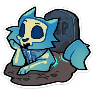 ⚰ 14c2ffee RIP แมว, โครงกระดูก, ฮาโลวีน, หลุมศพ, RIP, สัตว์, น่ากลัว telegram sticker