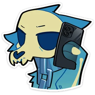 📲 c8b1dbde หัวกะโหลก, โทรศัพท์, การ์ตูน, มานุษยรูปนิยม, สัตว์ telegram sticker