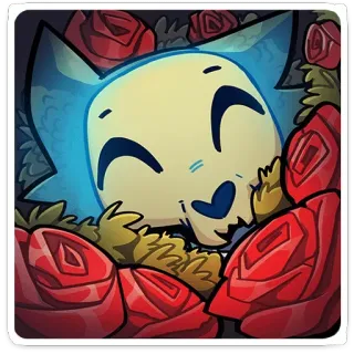 😌 64eecac3 caveira, desenho animado, rosas, gato, fofo, floral, assustador telegram sticker