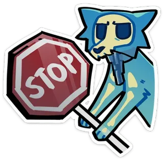 🛑 681043d7 STOP Placa de pare, Desenho animado, Ilustração, Placa de aviso, Segurança rodoviária, Furry telegram sticker