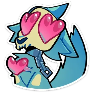 😍 693802b5 lobo, amor, corações, desenho animado, adesivo, animal telegram sticker