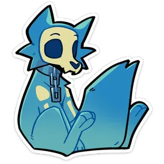 🙃 dd2f225d lobo, animal, caveira, azul, peludo, fantasia, desenho animado telegram sticker