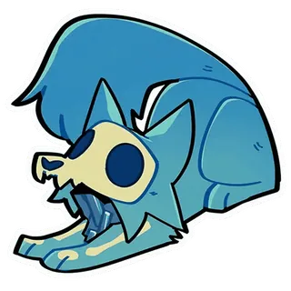 🫠 553c5885 Fantasy, Lupo, Creatura, Teschio, Blu telegram sticker