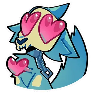 😍 663237e8 amore, cuore, lupo, cartoni animati, felice, carino, teschio telegram sticker
