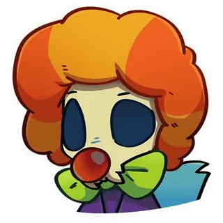 🤡 b34fb05e clown, cartone animato, capelli arancioni, naso rosso, papillon telegram sticker