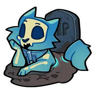 🙄 fd94fd34 gatto, scheletro, halloween, lapide, non morto, carino telegram sticker