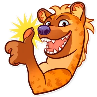👍 06137e42 漫画, ハイエナ, いいね, 動物, ポジティブ, OK telegram sticker