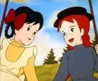 👭 105d4e4a Anne Shirley Anne of Green Gables Anne de Green Gables, Dessin animé, Anime, Amis, Fille, Balançoire telegram sticker