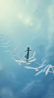 🕊 4db3161f oiseau, ciel, nuage, personne, rêve, spirituel, art telegram sticker