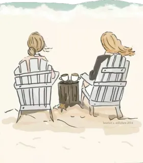 👭 a4cf407d heather a stiltdorf 2014 plage, chaises, détente, amitié, journée plage, café telegram sticker