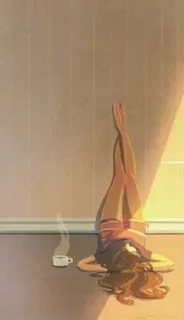 ☕️ b748fe27 femme, café, fille, illustration, art, détente, soleil telegram sticker