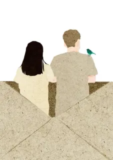 👫 bc957a02 couple, oiseau, enveloppe, illustration, amour, relation telegram sticker