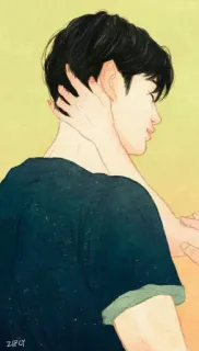 💞 cc2990b3 homme, portrait, art, illustration, masculin, romance, amour, se tenir la main telegram sticker