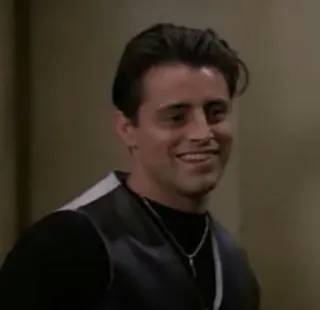 ☺️ 10fff244 Joey Tribbiani Friends Joey, Friends, sitcom, série TV, personnage, souriant telegram sticker
