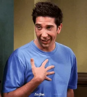 🙄 421a4cc0 Ross Geller Friends I'm fine. friends, ross geller, tout va bien, série tv, comédie, mème, drôle telegram sticker