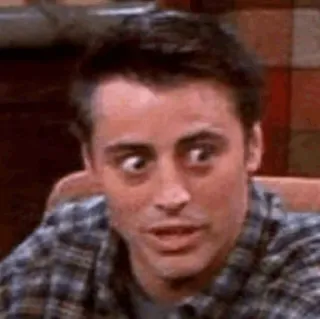 😼 49fd8089 Joey Tribbiani Friends drôle de tête, série TV, comédie, sitcom, acteur, expression du visage telegram sticker