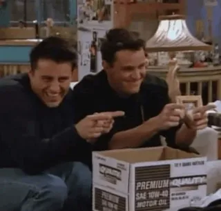 👌 4ab35cbc amis, montrer du doigt, joey, chandler, série télé, années 90 telegram sticker