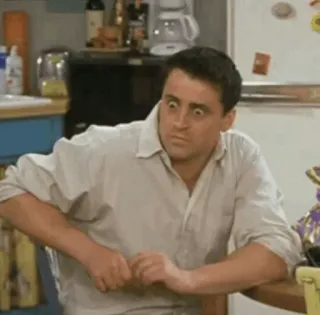 😳 4b023e1e Joey Tribbiani Friends homme, assis, yeux, assis, friends série tv, joey tribbiani telegram sticker