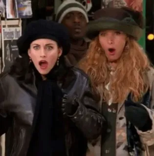 😱 4c09823f Friends amis, série tv, comédie, monica geller, phoebe buffay, choqué(e), surprise telegram sticker