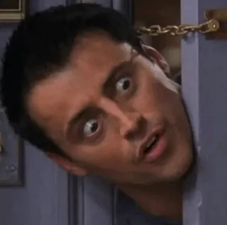 😳 81826745 Joey Tribbiani Friends série tv, friends, joey, joey tribbiani, regard furtif, tête drôle, sitcom telegram sticker