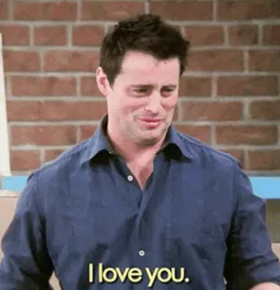 ❤ d04df2d6 Joey Tribbiani Friends I love you. Friends, Joey, amour, série TV, NBC, sitcom telegram sticker
