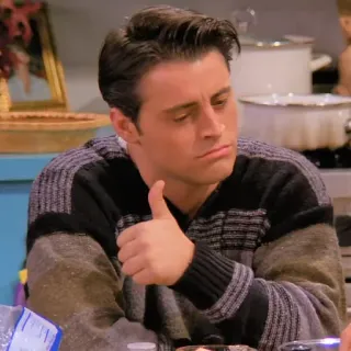 👍 0040c571 Joey Tribbiani Friends Joey, Friends, Pollice in su, Serie TV, Sitcom whatsapp sticker