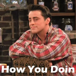 😜 3353e28b Joey Tribbiani Friends How You Doin serie tv, sitcom, Joey, Friends, Come va? whatsapp sticker