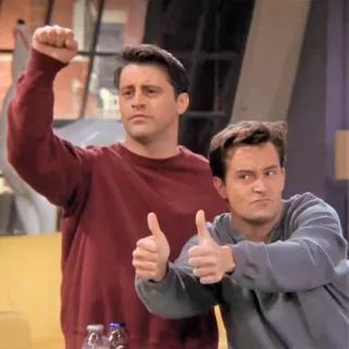 👍 4601c3ee pollice in su, amici, sitcom, serie TV, Joey, Chandler whatsapp sticker