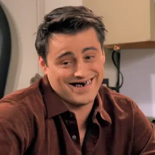 😁 8f1d8169 Joey Tribbiani Friends dente mancante, sorriso, divertente, attore, sitcom whatsapp sticker