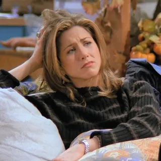 😥 c43bd731 Rachel Green Friends serie TV, sitcom, personaggio, donna, Rachel, Jennifer Aniston whatsapp sticker