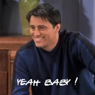 😈 137eb5af Joey Tribbiani Friends YEAH BABY ! 조이, 프렌즈, 시트콤, TV쇼, 웃긴 telegram sticker