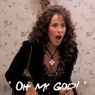 😱 a7aaa13f OH MY GOD! 여자, 어머나, 충격, 표정, 곱슬머리, 보석, 반응, 놀람 telegram sticker