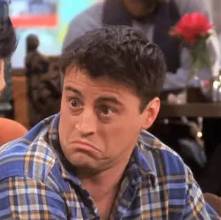 😵 e4f66030 Joey Tribbiani Friends 조이 트라비아니, 프렌즈, 시트콤, 텔레비전, 웃긴 표정, 맷 르블랑 telegram sticker