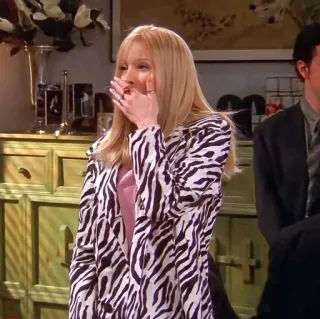 🤭 050404bd Phoebe Buffay Friends フィービー, リサ・クドロー, フレンズ, NBC, テレビ番組, シットコム, ゼブラ柄, ファッション whatsapp sticker