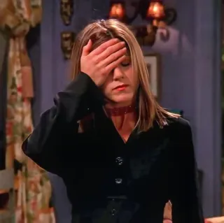 🤦 74bd673b Rachel Green Friends フェイスパーム, がっかり, テレビ番組, シットコム, フレンズ, レイチェル・グリーン whatsapp sticker