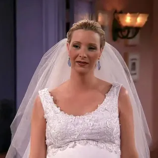 😕 84ce58a0 Phoebe Buffay Friends ウェディングドレス, 花嫁, ベール, フィービー, フレンズ, シットコム, コメディ whatsapp sticker