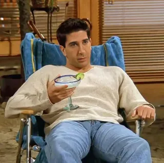 🍸 ee85ff2f Ross Geller Friends ロス, フレンズ, マルガリータ, ビーチ, リラックス, バケーション whatsapp sticker