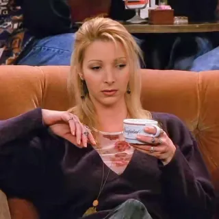🥲 fed80521 Phoebe Buffay Friends フィービー, フレンズ, 海外ドラマ, コーヒー, マグカップ whatsapp sticker